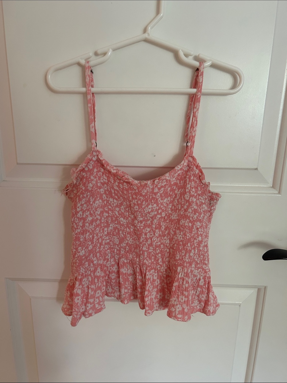 Billabong Pink Floral Smocked Ruffle Cami